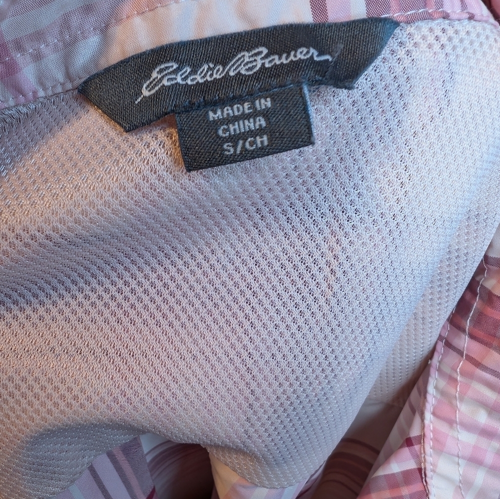 Eddie Bauer Pink Plaid Button-Up Short Sleeve Outdoor Shirt - Picture 11 of 13